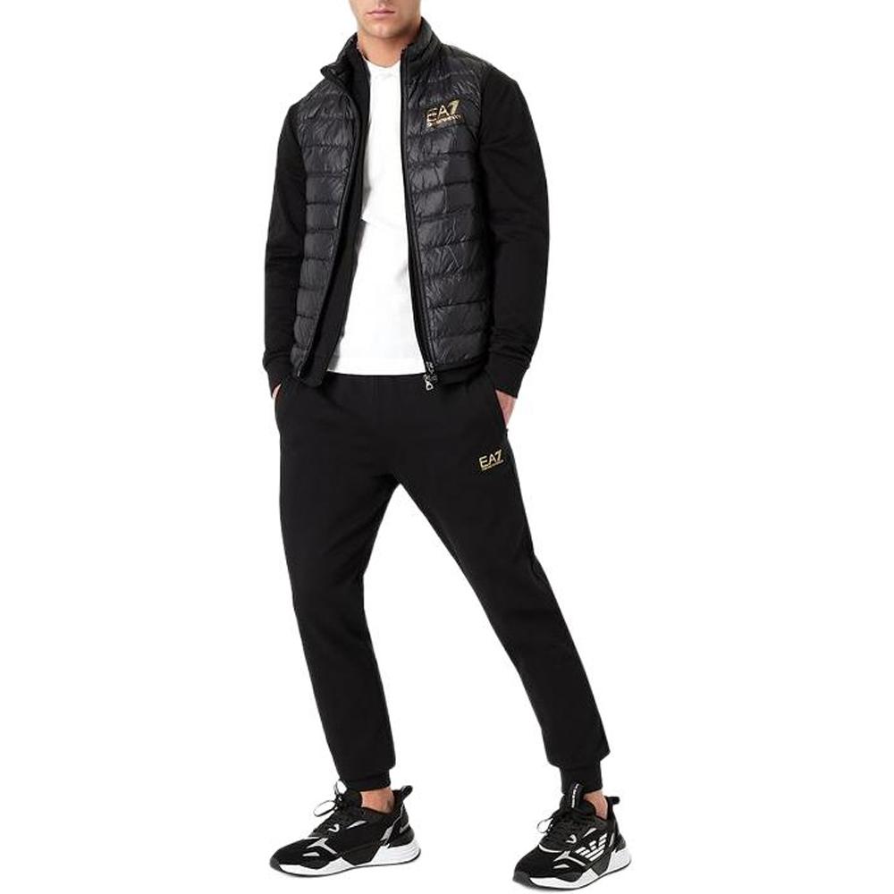 Emporio Armani EA7 Letter Quilted Zip-Up Stand Collar Down Vest Men Vest Black 8NPQ01-PN29Z-00208