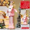 Pink Santa Claus Telescopic Doll Window Scene Christmas Decoration Xmas Ornament Knitted Elk Doll