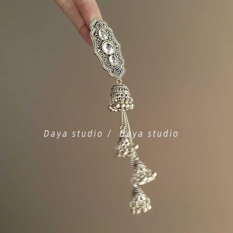 Miao & Mongolian Ethnic Silver Hair Clips with Bells - Traditional Chinese and Tibetan Design Accessories.