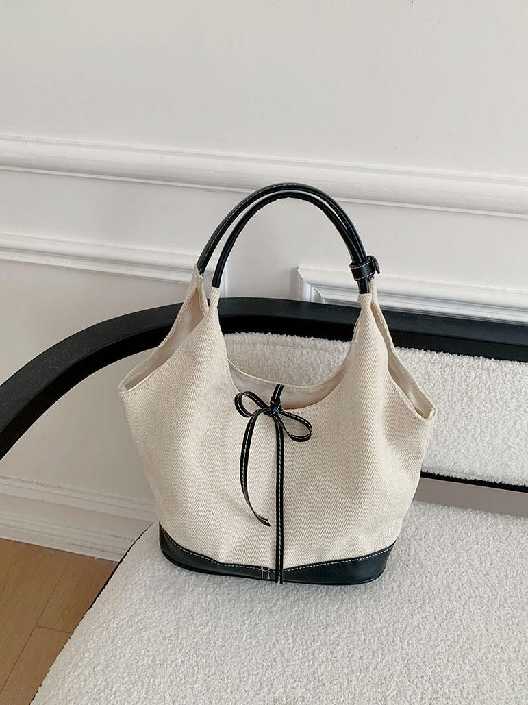 Women Bag Cott Bow Korean Simple Fashi Solid Sweet Office Lady Shoulder Bags Handbag