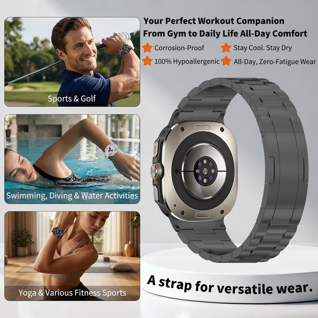 Cinturino Premium Leggero in Titanio per Samsung Galaxy Watch Ultra 2 Cinturino Metallico Business per Galaxy Watch 9 8 Braccialetto Classico