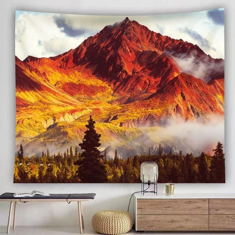 Golden Sunrise Snow Mountain Tapestry Sea Of Clouds Nature Landscape Wall Hanging Aesthetic Home Decor Bedroom Dorm