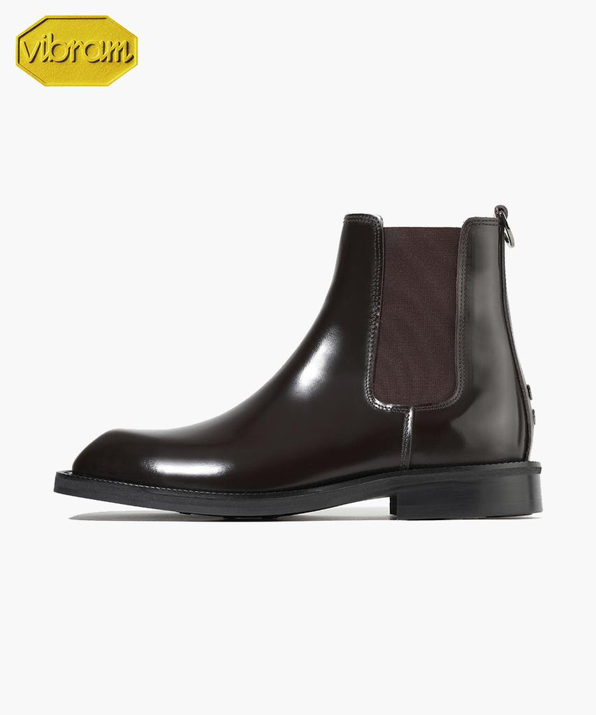 Firenze Atelier [Vibram] Volume Square Toe Standard Rubber Sole Chelsea Boots 9420 [Brown Advan]