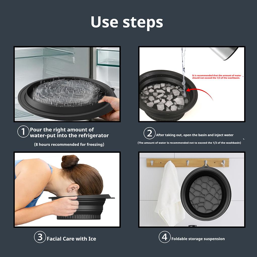 ABS Foldable Ice Bath Bowl For Face Cooling Ergonomic For Convenient Large Foldable Silicone Bowl