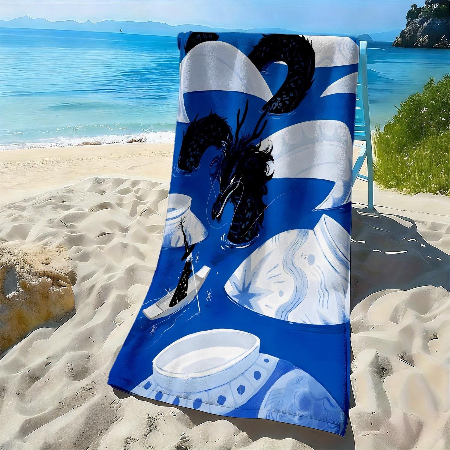 

Fantasy Mythology Black Dragon Theme polyester microfiber beach towel is highly absorbent, suitable swimming and beach outings W30*H60(CM)