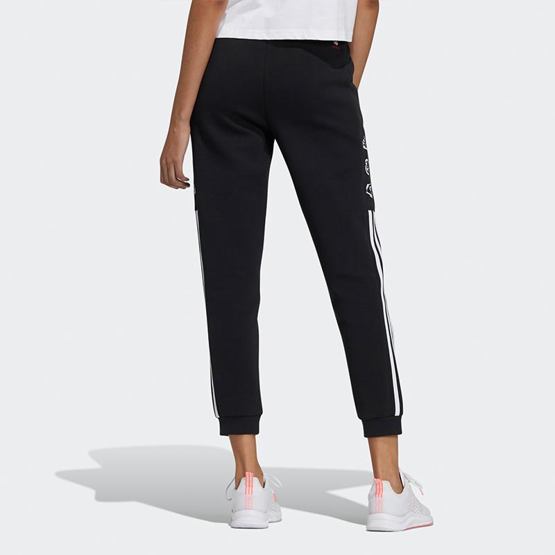 adidas Neo CNY Serie Gedruckte Kontrast-Dreistreifen Tapered Jogginghose Damen Hosen Schwarz H45035