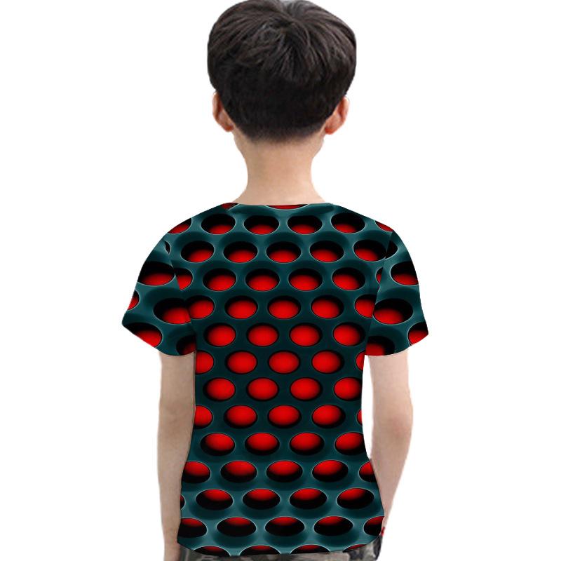 3d Honeycomb Hypnosis Tshirt Men Women Kids Colorful Print Short Sleeve Top Tee
