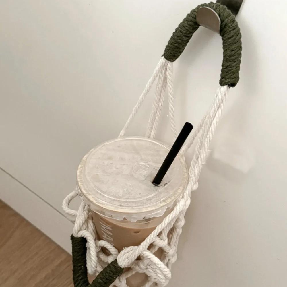 Practical Woven Water Bottle Bags Hollow Out Net Bag Cup Cover Portable Carrying Bag