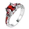 925 Silver Red Zircon Ring - European/American Style Women's Wedding Festival Accessory