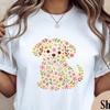 Floral Dog Silhouette T-shirt | Colorful Flower Puppy Design