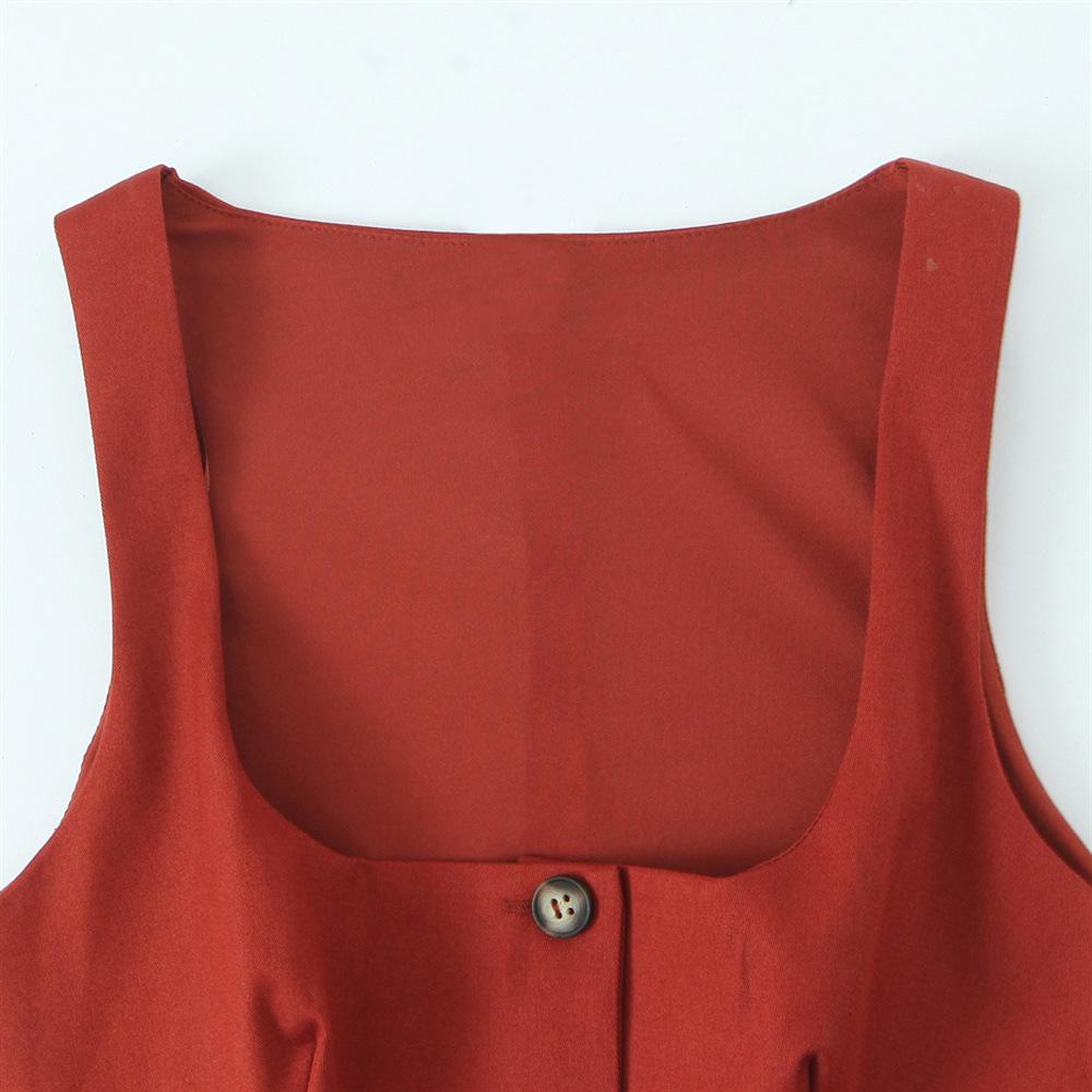 Spring 2025 Women's Versatile Slim Solid Sleeveless Button-Embellished Top