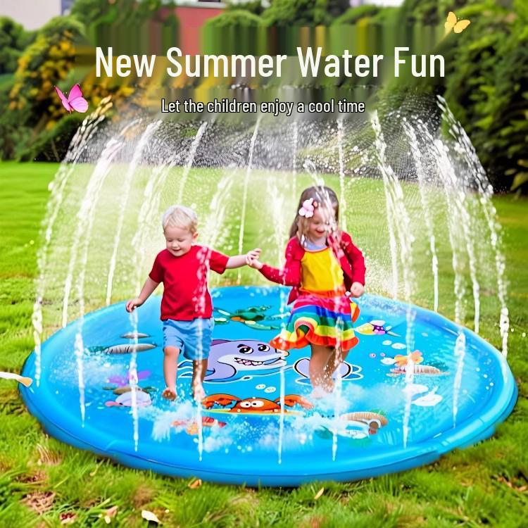 PVC Dolphin Spray Water Pad for Kids and Pets - Outdoor Summer Lawn Play Mat