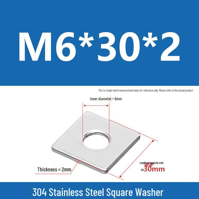 304 Stainless Steel Thickened Square Washer for Curtain Wall (M4-M16)