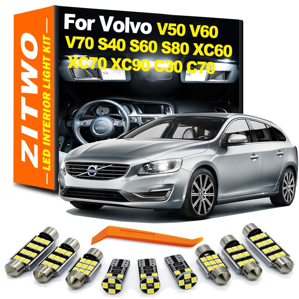 Sbcam7 Kompletní sada LED osvětlení interiéru (stropní, mapové, střešní, nožní) Pro Volvo V50 V60 V70 S40 S60 S80 XC60 XC70 XC90 C30 C70 Příslušenství žárovek do auta