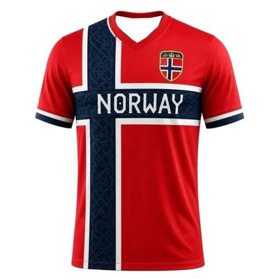 2026 Maglie da Calcio con Bandiera Norvegese Uomo Asciugatura Rapida Allenamento Sportivo Maglietta per Tifosi Abbigliamento Culturale per il Tempo Libero