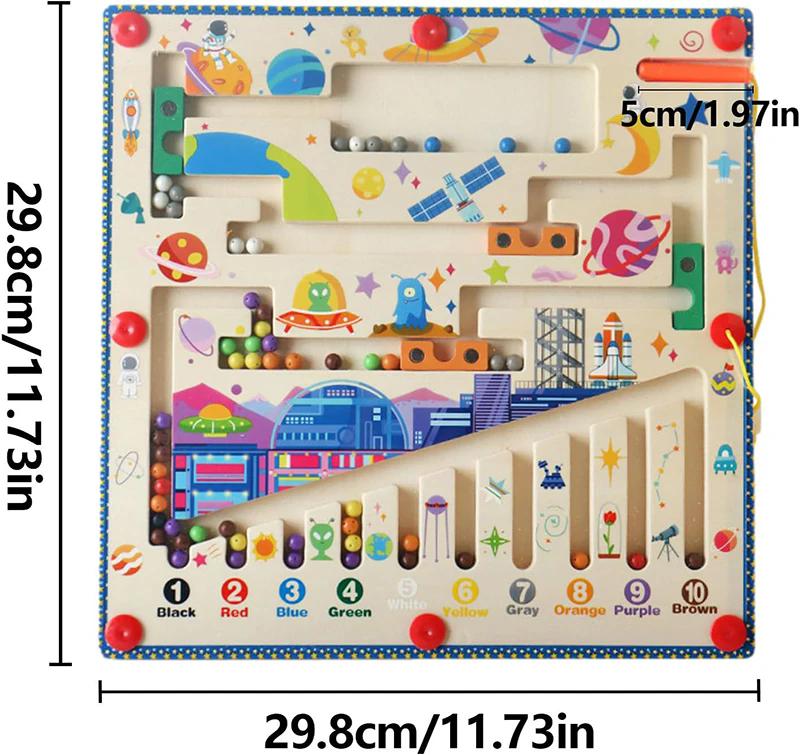 Learning Education Toys Children Wooden Magnetic Color and Number Maze  Color Matching  Wooden Toys Gift for Kids