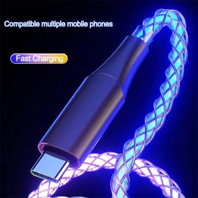 66W RGB Color Light USB C Fast Charging Cable For Xiaomi Huawei Samsung Dual Type-C Phone Charger Data Cord For iPhone 15