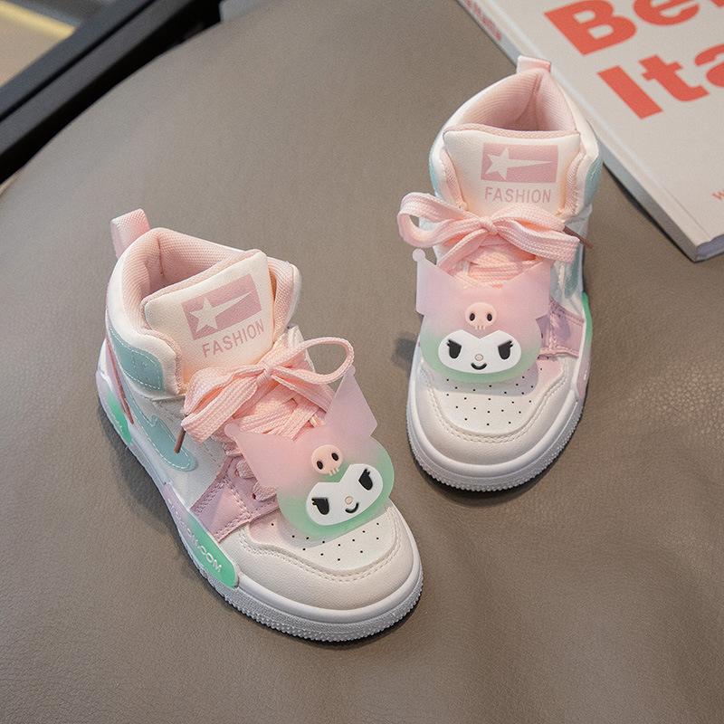 Children's sports shoes 2025 autumn new boys casual shoes high top girls board shoes trend soft sole baby shoes