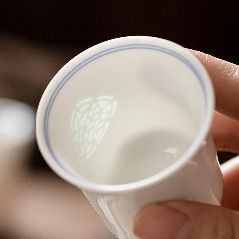 Exquisite Window Paper Magnolia Cup White Porcelain Ceramic Master Cups Chinese Kung Fu Tea Set Teaware Tea Ceremony Accessories