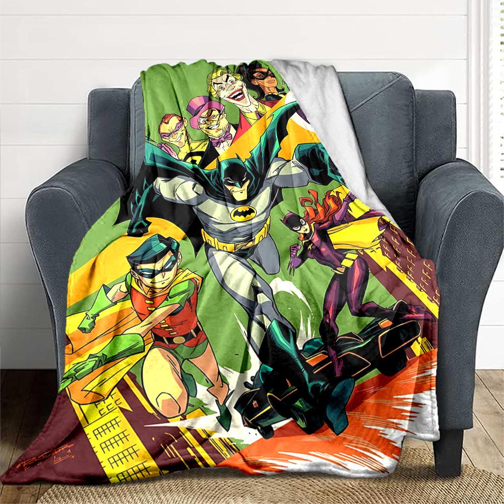 1pc Batman Superheroes Gotham Flannel Throw Blanket Lightweight Soft Warm All Season Blanket for Sofa, Bed, Travel,L1028014