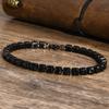 Stylish 5mm Tennis Chain Bracelets for Men, Waterproof Black Stainless Steel Link CZ Stone Wristband, Gifts for Him Jewelry