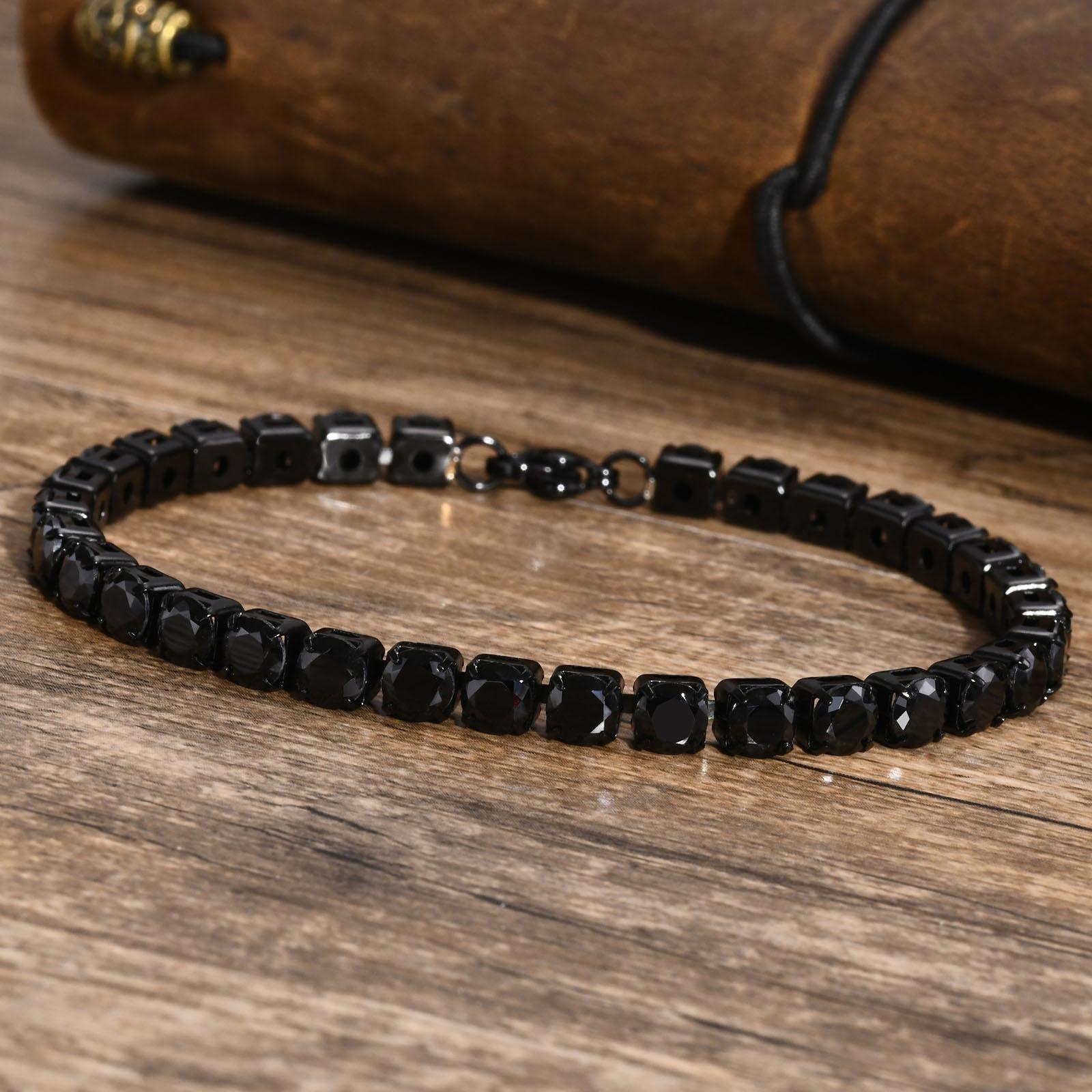 

Vnox Dropshipping 5mm Tennis Chain Bracelets for Men Women, Black Stainless Steel Chain Bracelet 19cm