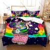 Rainbow Alien Nyan Cat Meme Duvet Cover Set 1 Duvet Cover + 2 Pillowcases Cute Internet Cartoon Bed Linens Gift Home Textile