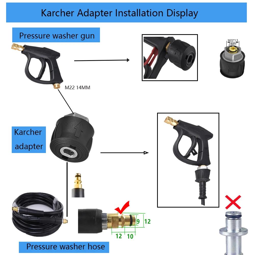 High Pressure Washer Quick Connect Adapter for Karcher K2-K7 Series Brass M22 14MM Fitting Hose Connector Quick Release Adapter