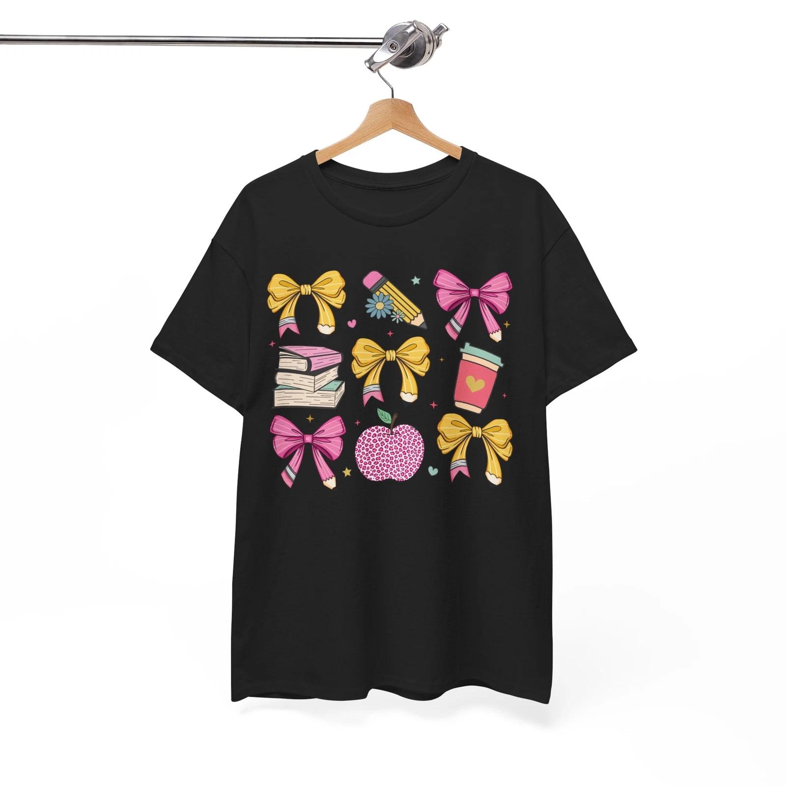 Teacher Coquette Pencil Bow Shirt | Teachers Rule T-Shirt | Trendy Educator Tee 3XL