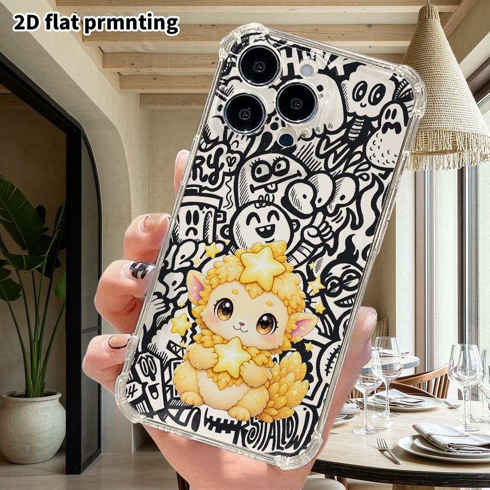 Phone Case: 2D Flat Suitable for iPhone 18 17 16 15 14 13 Pro, Transparent Four Corner Protective Case, Starlight Little Sheep, Christmas and Hallowee