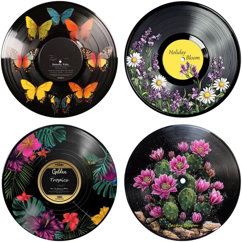 Bimkole Hippie Decor, Wall Aesthetic Records Vintage Ornament, Posters for Room Aesthetic - Record Theme for Bedroom Living Room Art Display Rock,