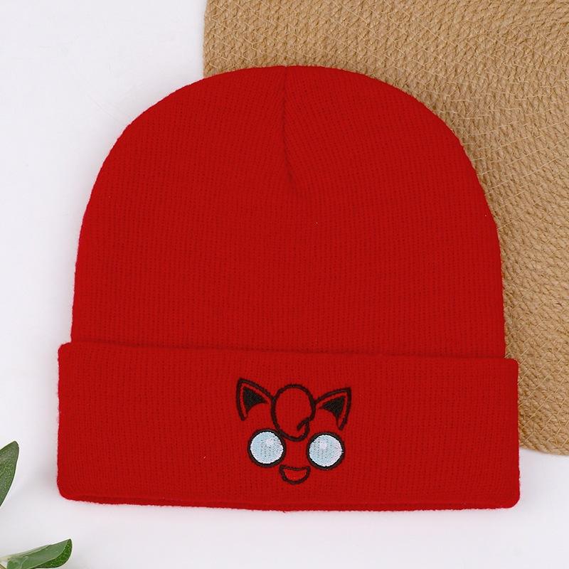 Autumn and Winter Animation Smiley Face Embroidery Knitted Hat Cold Hat Cat Popular Wool Men and Women Warm Cover Fat Ding Cartoon New