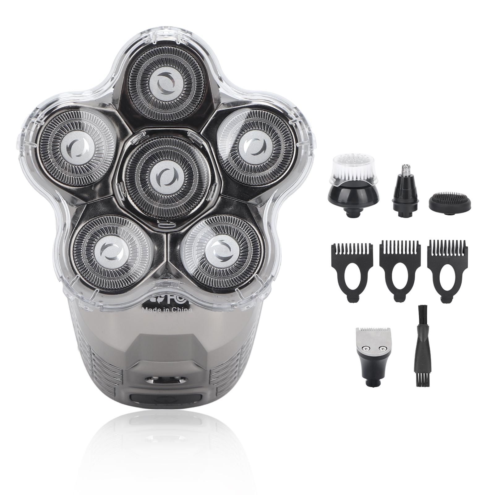 

6D электрическая бритва 5 в 1 многофункциональная мужская перезаряжаемая бритва для лысины триммер для ухода за волосами комплект