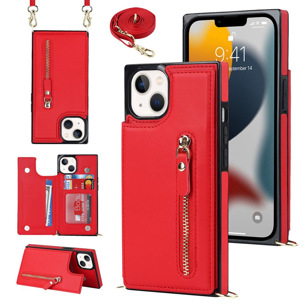 Geeignet für Phone16 PRO Handyhülle mit Apple-Reißverschluss, Guo13 Umhänge-Handyhülle und modische Damen-Schutzhülle mit Lanyard