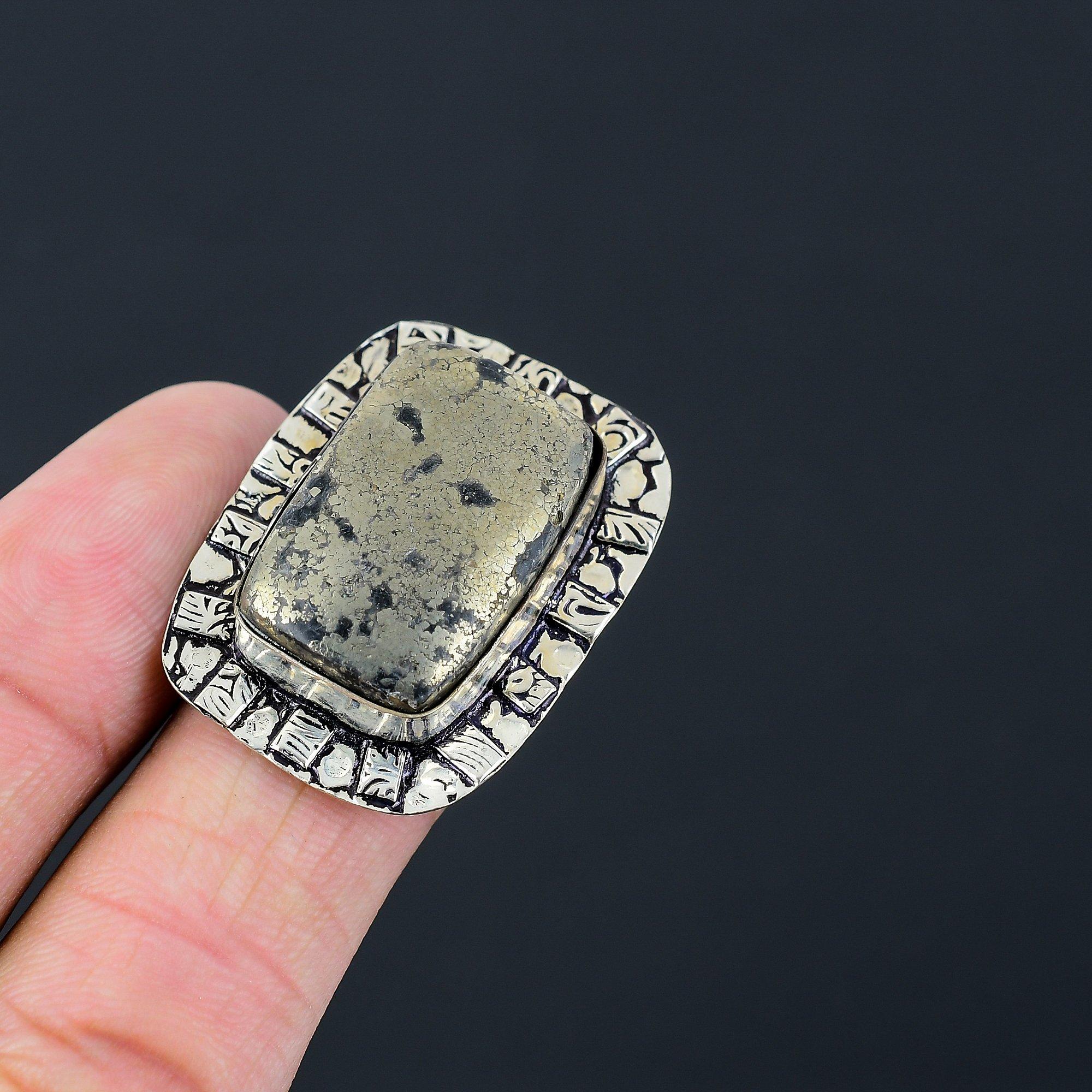 Sisters Day Deal Pyrite Gemstone New Stackable Ring 925 Sterling Silver US 7.5 7.5