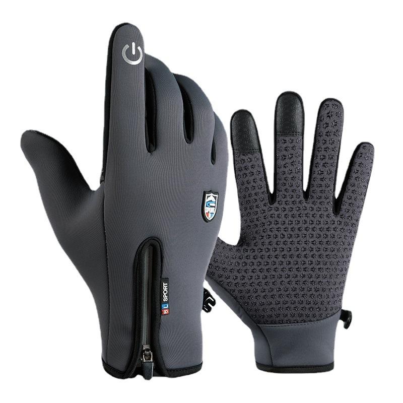 Waterproof Gloves Outdoor Waterproof Gloves Ski Touch Screen Winter Men and Women Windproof Warm Fleece Reflective Riding Zipper