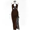 Spring Sexy High Slit Halter Neck Dress - European & American Style