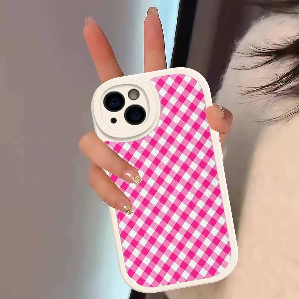Simple Chic Lattice Pattern Phone Cover For IPhone 11 12 13 14 15 16 Pro Max Mini Plus Soft Leather Case