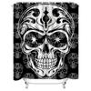Tuniu Skull Pattern Gothic Shower Curtain Black White Damask Floral Bathroom Decor Spooky Art Design