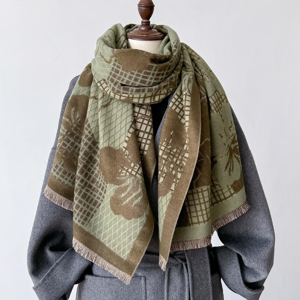 Plaid Floral Scarf Cashmere Winter Shawls and Wraps Women Thick Warm Bufanda Mujer Poncho Stoles Pashmina