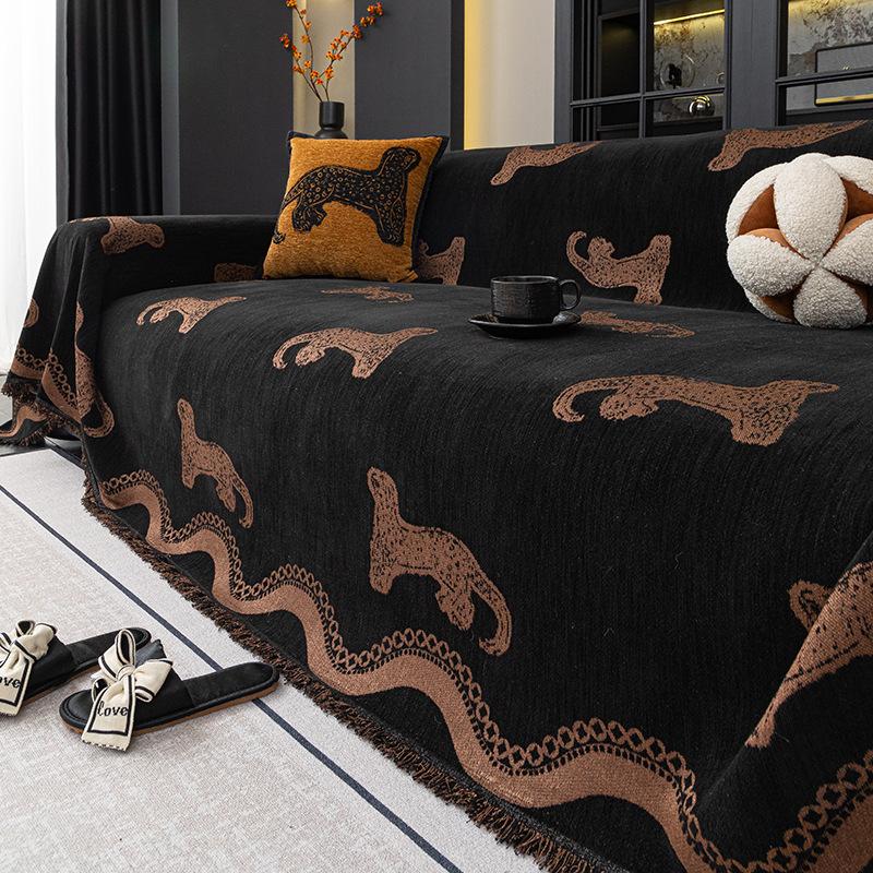 Sofa Cover Chenille Material All-Season Sofa Throw Bedside Blanket Cover Thickened & Non-Slip Leopard Home Decor