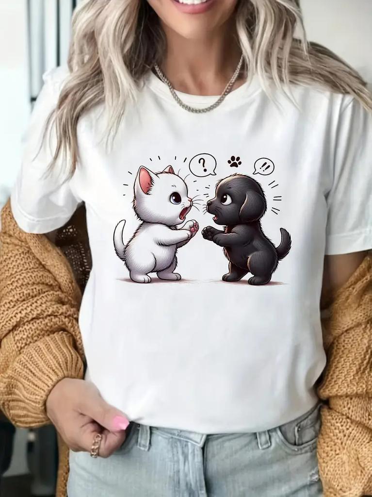 Cotton Vintage Two Hugging Elephants Print Tshirt For Women Casual Round Neck Short Sleeve Wildlife Animal Lover Streetwea