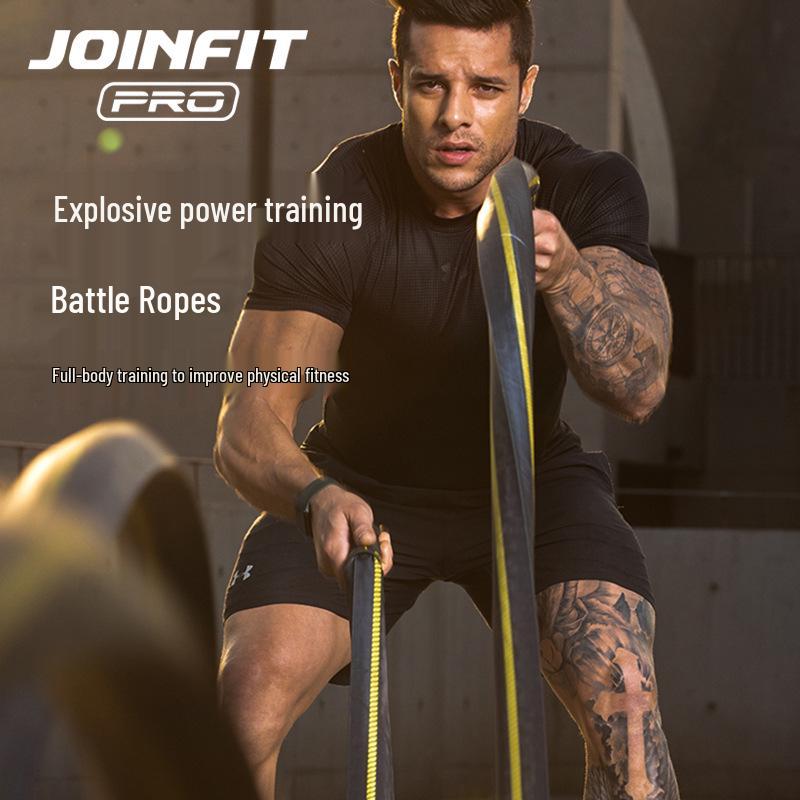 JOINFIT Explosive Strength Training Battle Rope for MMA & UFC Fitness 1 inch, 10 m, diameter 27 mm чёрный