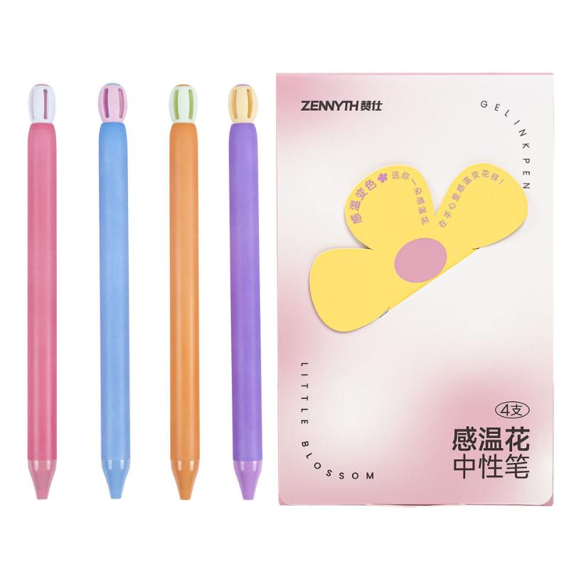 Temperature Sensing Flower Press the Gel Pen Creative Changing Decompression Double Bead CS Quic Drying Brush Problem Office