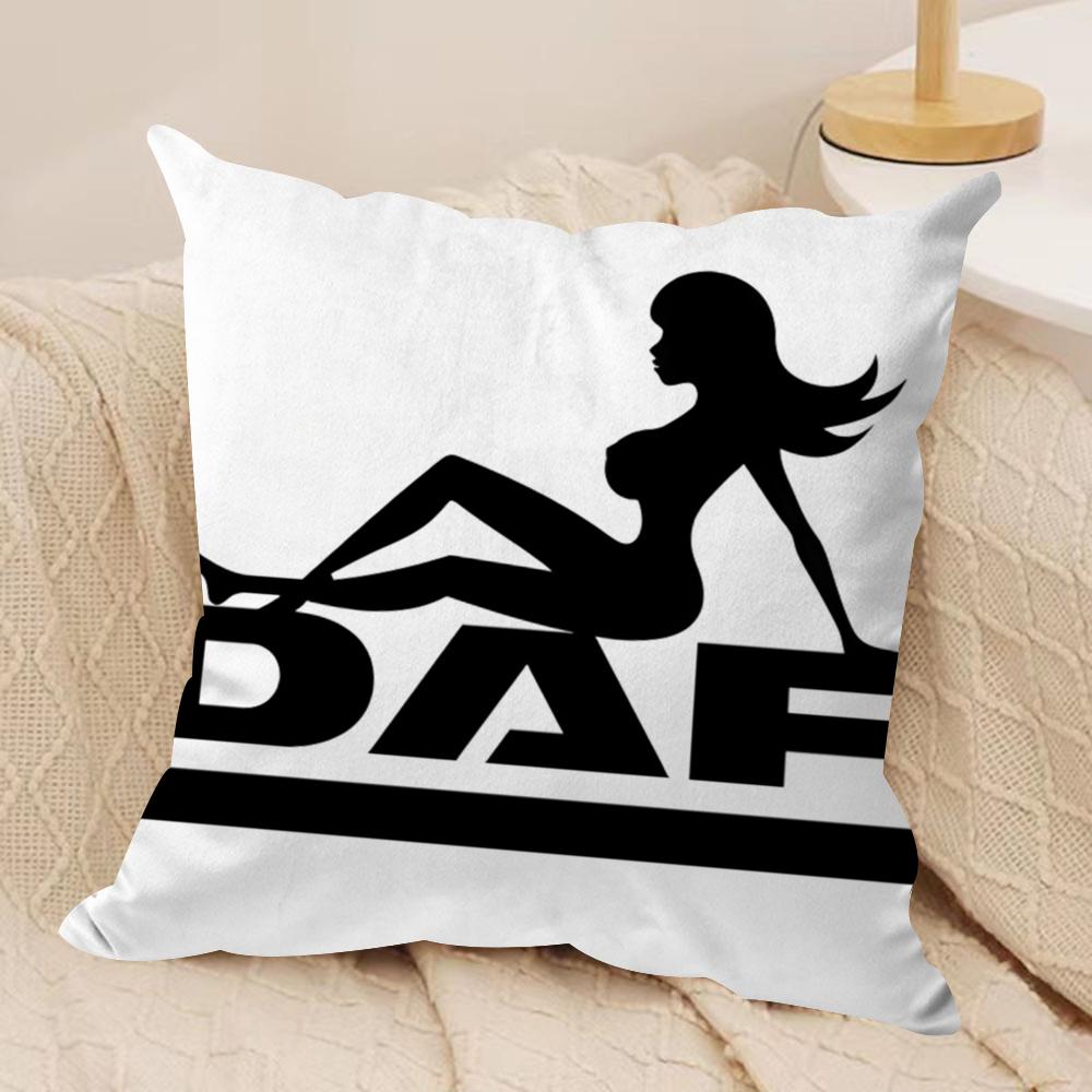 

D-DAF T-Truck Logo Cushion Cover Silky Short Plush Sofa Pillow Cover Hidden Zipper Soft Dustproof Case for Home Decor 50cmx50cm