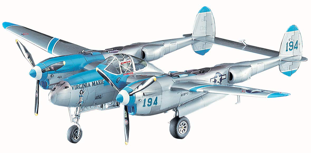 

Hasegawa scale US Army Lightning Virginia Marie plastic model JT1 1/48 P-38J