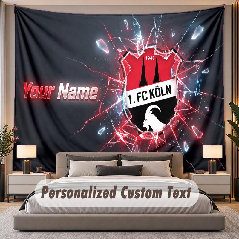 Custom Name Text Tapestry FC Köln Personalized Polyester Wall Tapestry For Bedroom And Room