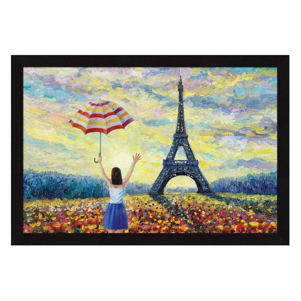 Paintings with Frame for Home Decoration Eiffel Tower, Painting for Living Room - Framed Painting for Wall Decoration, 12.5 X 18.5 Inches, Set Of 1