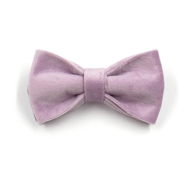 Purple Velvet Double Layer Bow Tie for Pets - Elegant Dog Collar Accessory M: 11*6cm