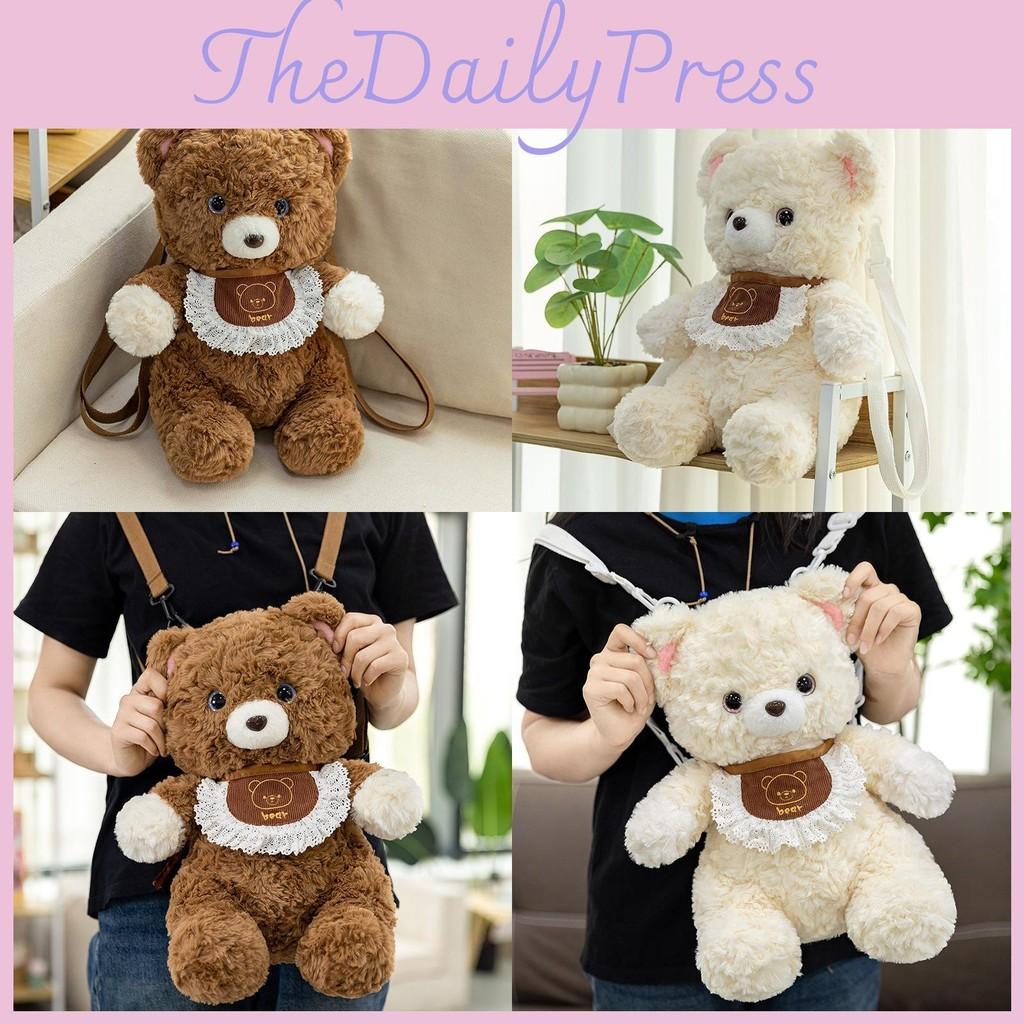 Lace Cute Scarf Teddy Bear Plush Toy Backpack With Detachable Shoulder Strap